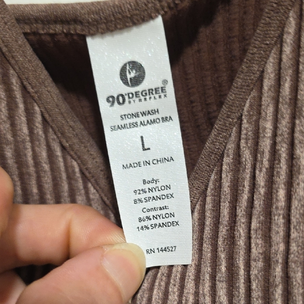 90 Degree By Reflex Brown Ribbed Seamless Crop Bra Tank NEW - Picture 8 of 16